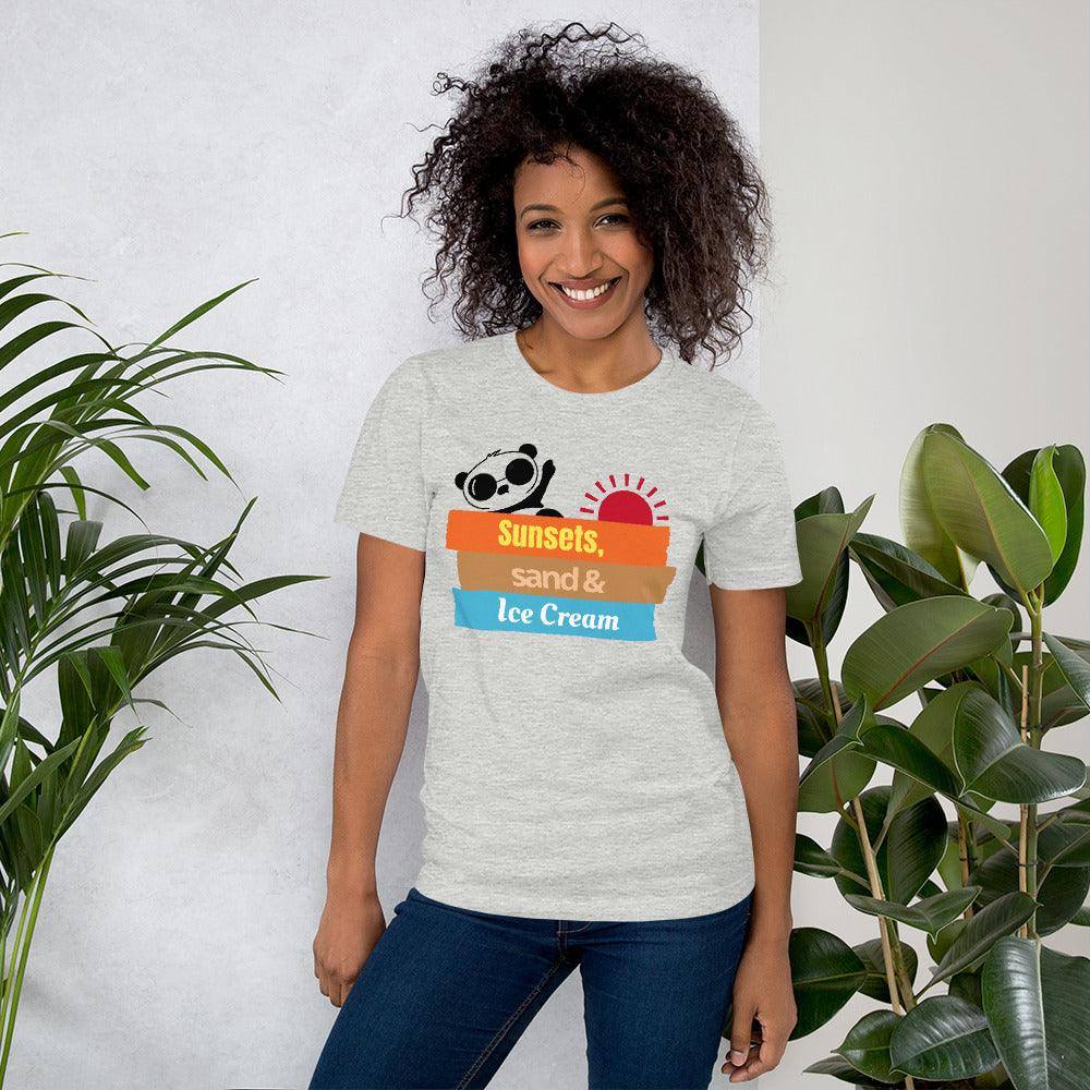 Sunset Sand and Ice Cream Unisex T-shirt | Soft Comfortable and Light Summer Shirts