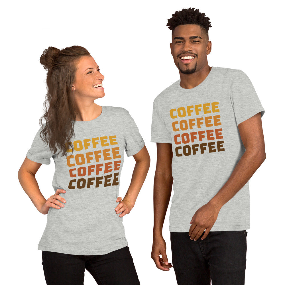 COFFEE Text Unisex t-shirt, Shirt with Word Coffee for Men and Women, Perfect Coffee Lover's Tee