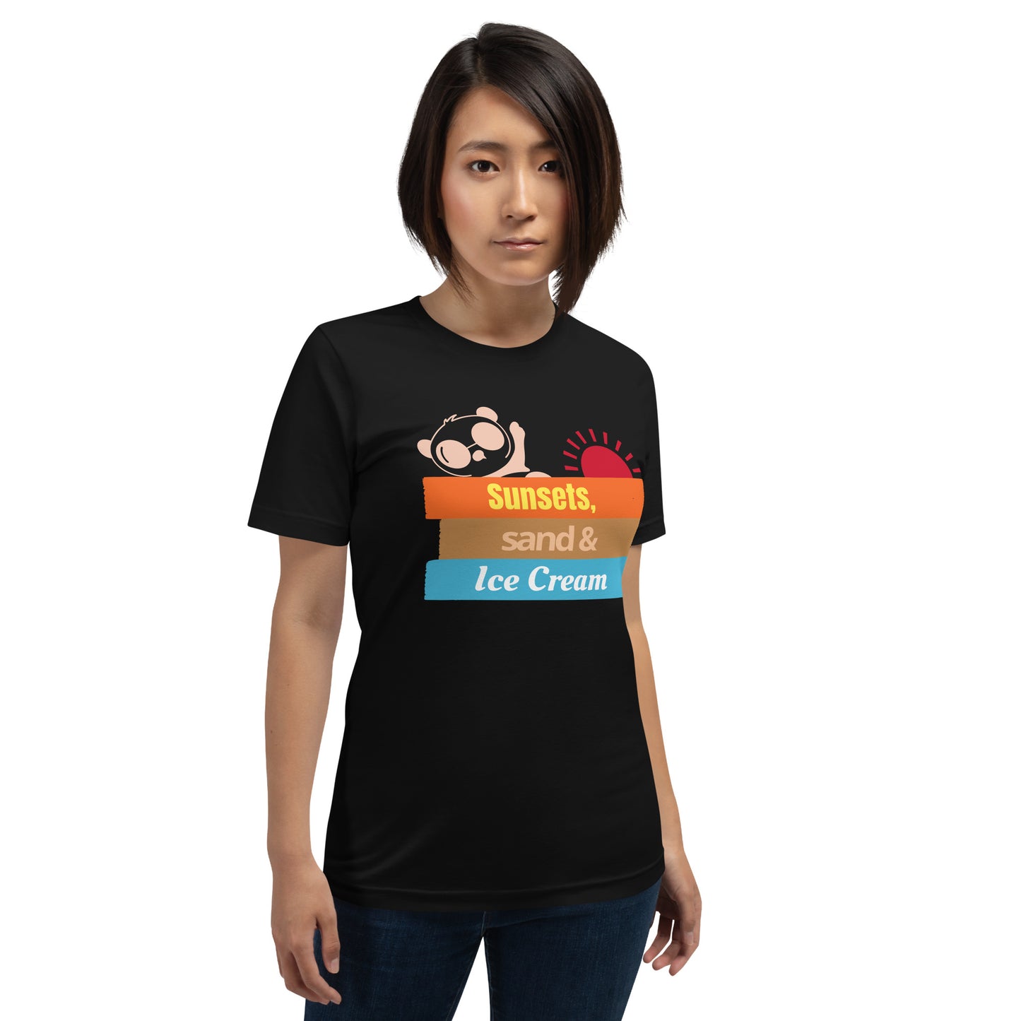 Sunset Sand and Ice Cream Unisex T-shirt | Soft Comfortable and Light Summer Shirts