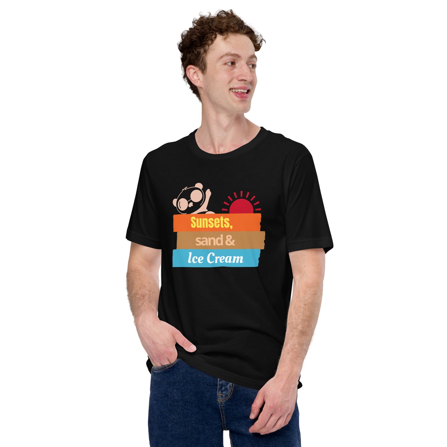 Sunset Sand and Ice Cream Unisex T-shirt | Soft Comfortable and Light Summer Shirts
