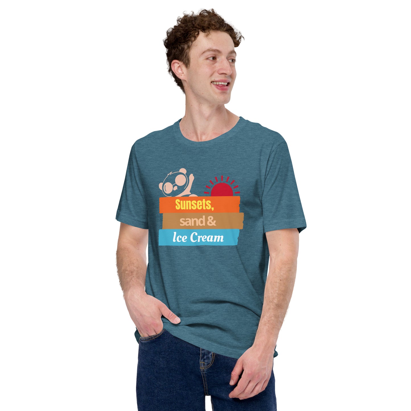 Sunset Sand and Ice Cream Unisex T-shirt | Soft Comfortable and Light Summer Shirts