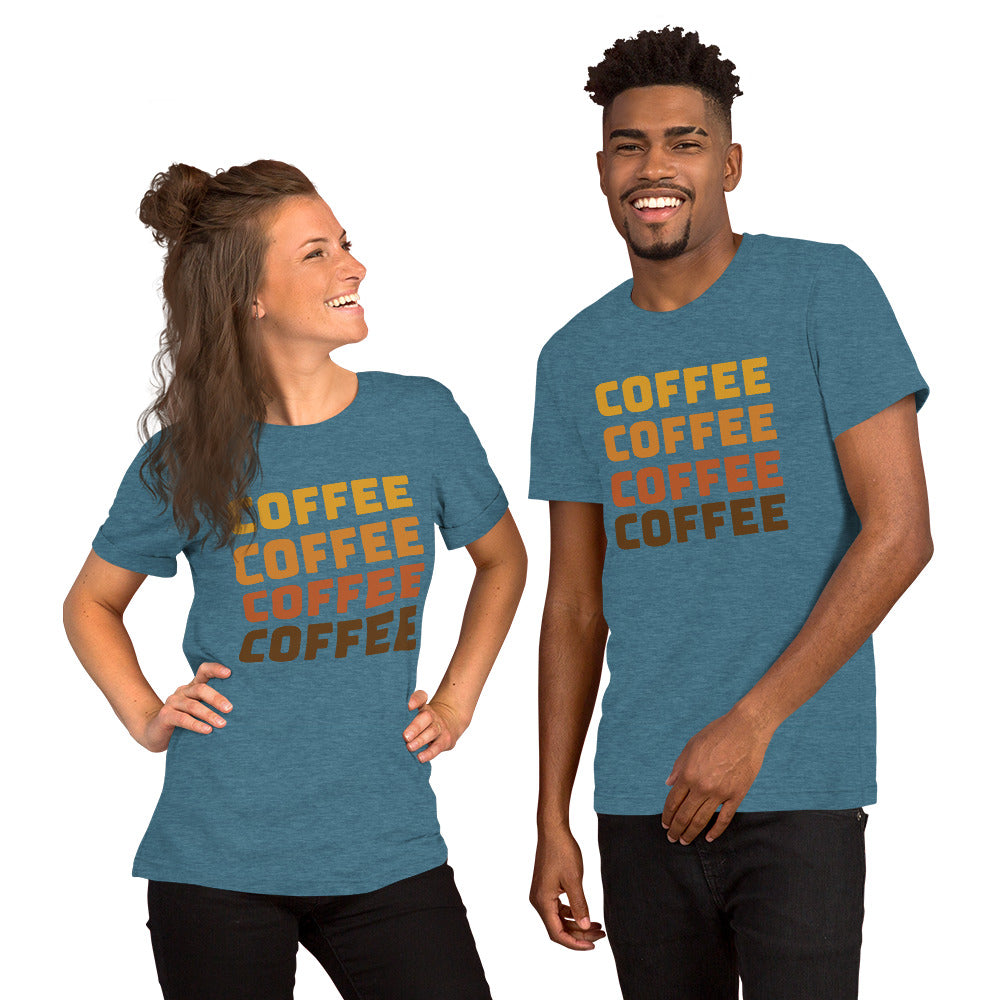 COFFEE Text Unisex t-shirt, Shirt with Word Coffee for Men and Women, Perfect Coffee Lover's Tee