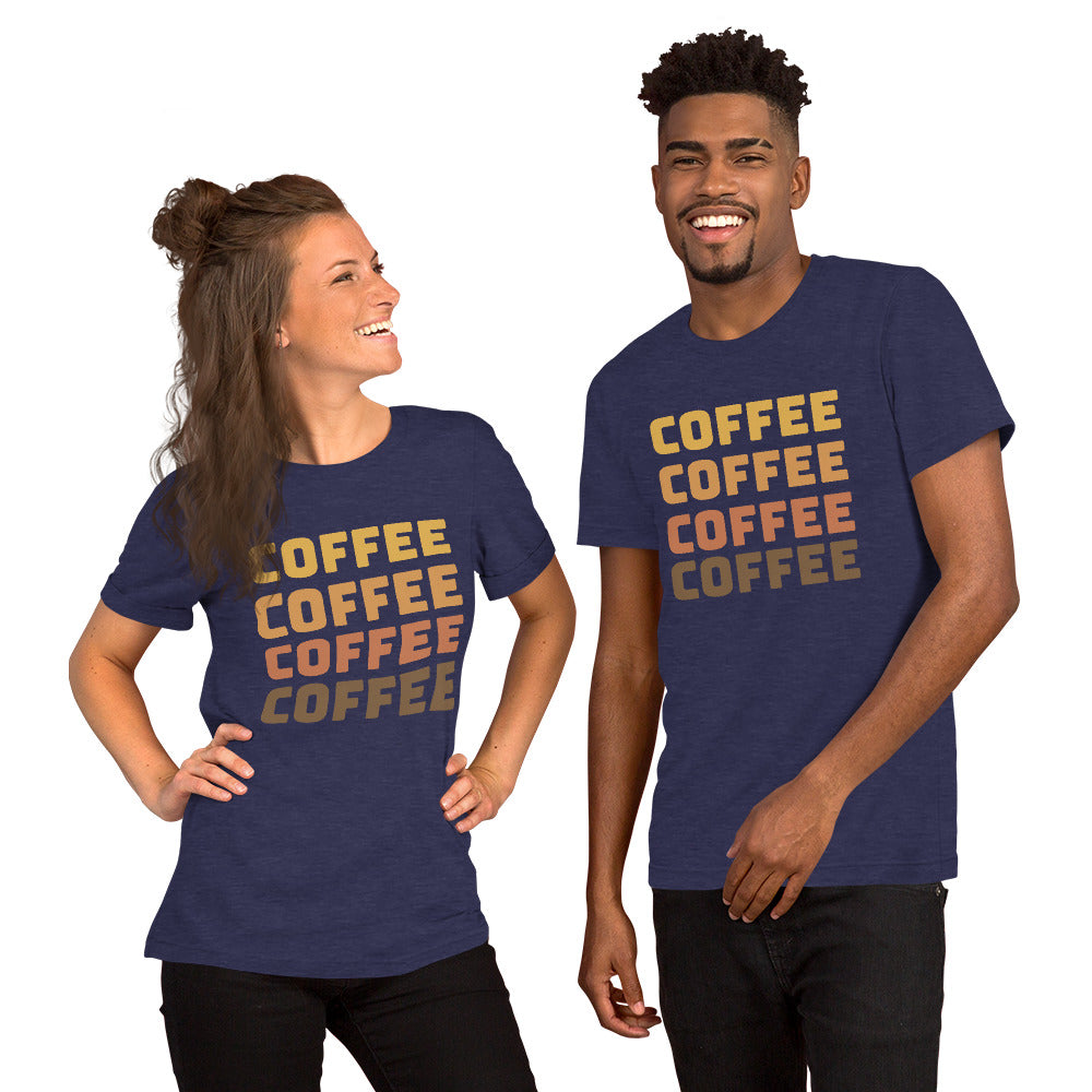 COFFEE Text Unisex t-shirt, Shirt with Word Coffee for Men and Women, Perfect Coffee Lover's Tee