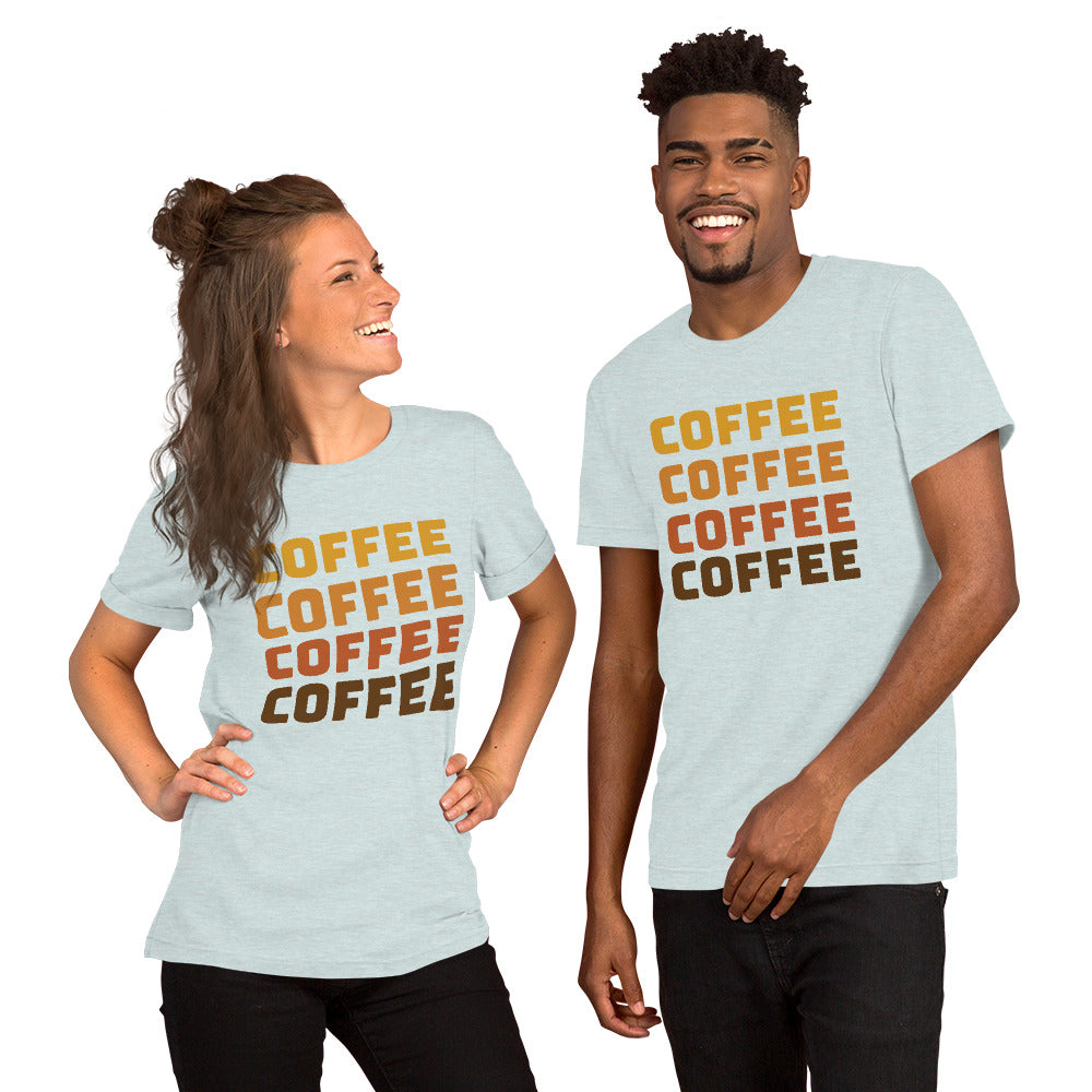 COFFEE Text Unisex t-shirt, Shirt with Word Coffee for Men and Women, Perfect Coffee Lover's Tee