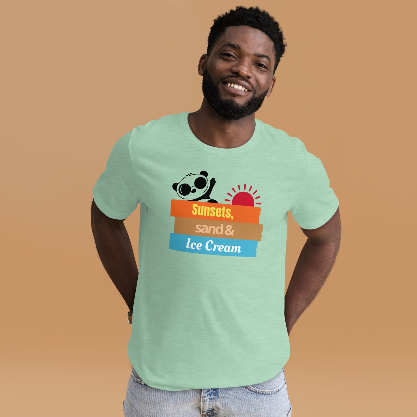 Sunset Sand and Ice Cream Unisex T-shirt | Soft Comfortable and Light Summer Shirts