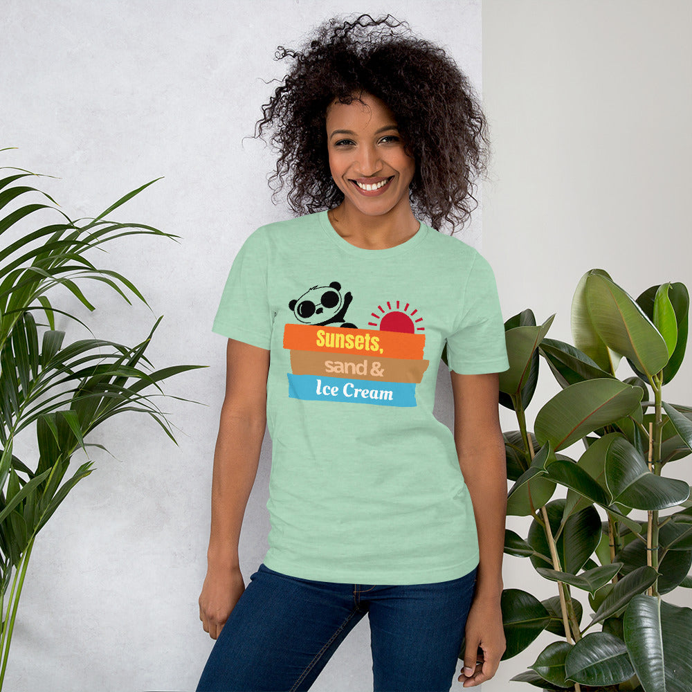 Sunset Sand and Ice Cream Unisex T-shirt | Soft Comfortable and Light Summer Shirts