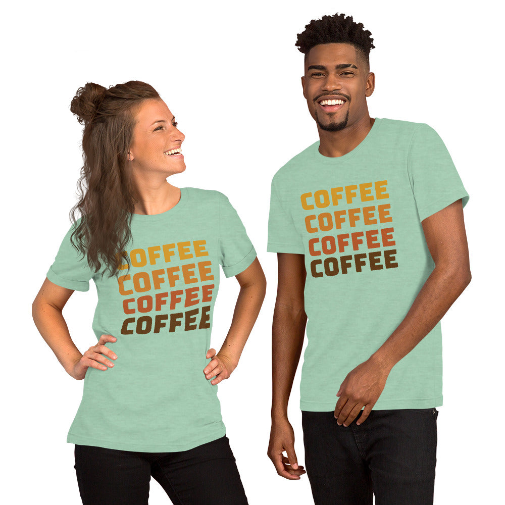 COFFEE Text Unisex t-shirt, Shirt with Word Coffee for Men and Women, Perfect Coffee Lover's Tee