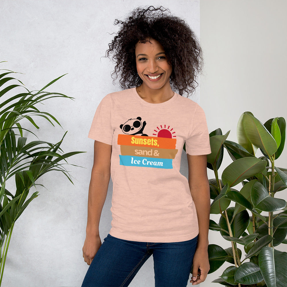 Sunset Sand and Ice Cream Unisex T-shirt | Soft Comfortable and Light Summer Shirts