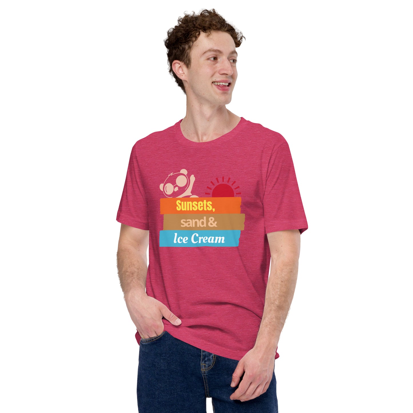 Sunset Sand and Ice Cream Unisex T-shirt | Soft Comfortable and Light Summer Shirts