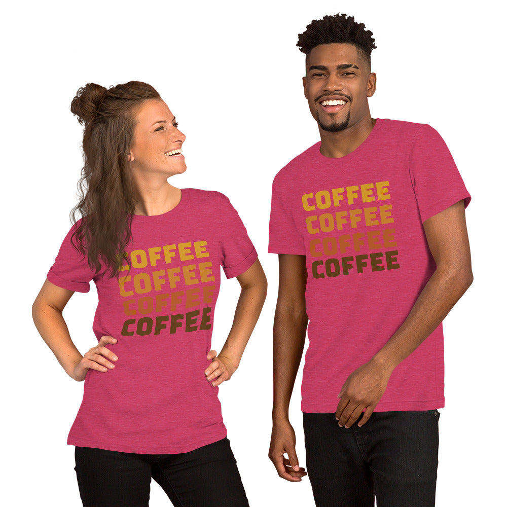 COFFEE Text Unisex t-shirt, Shirt with Word Coffee for Men and Women, Perfect Coffee Lover's Tee