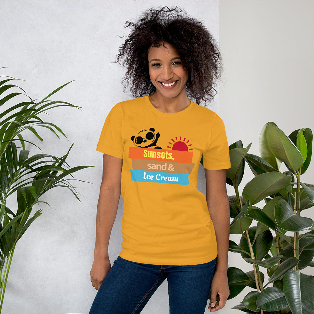 Sunset Sand and Ice Cream Unisex T-shirt | Soft Comfortable and Light Summer Shirts