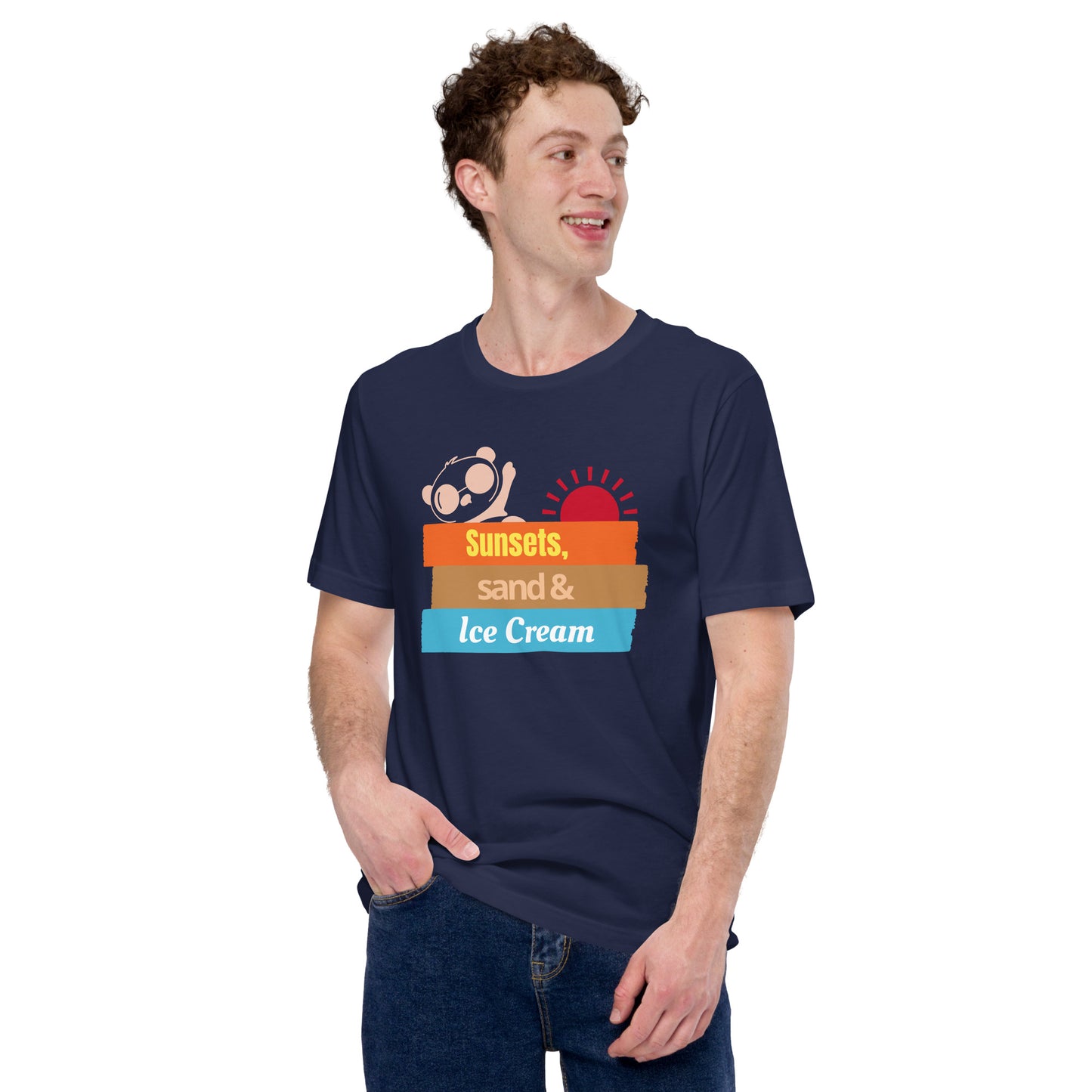 Sunset Sand and Ice Cream Unisex T-shirt | Soft Comfortable and Light Summer Shirts
