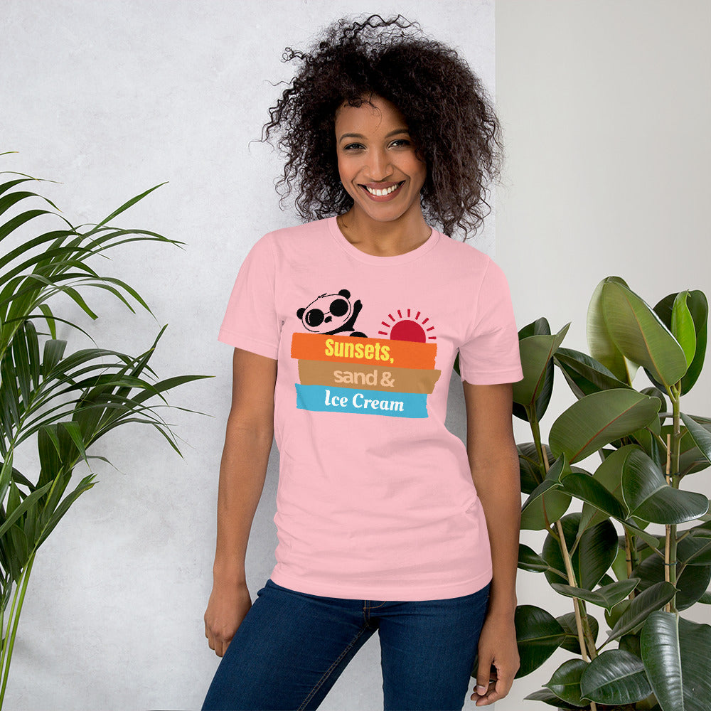 Sunset Sand and Ice Cream Unisex T-shirt | Soft Comfortable and Light Summer Shirts