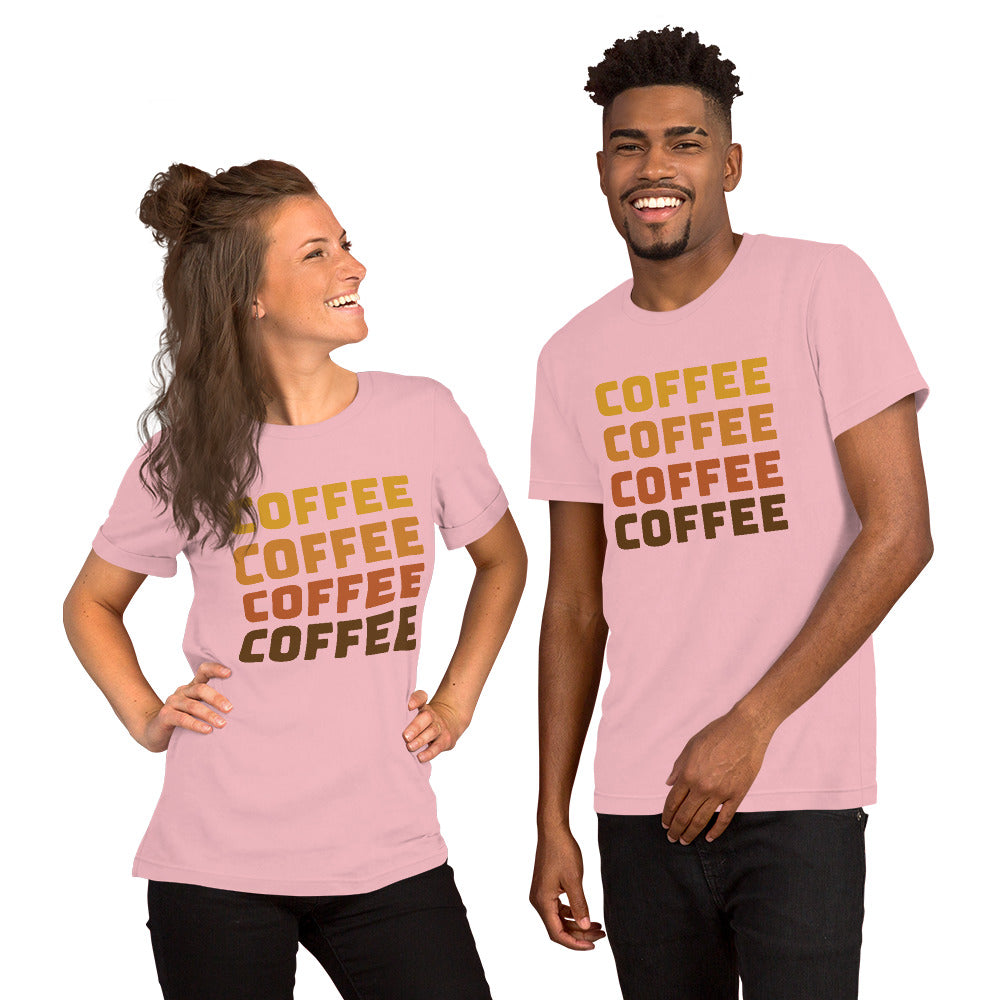 COFFEE Text Unisex t-shirt, Shirt with Word Coffee for Men and Women, Perfect Coffee Lover's Tee