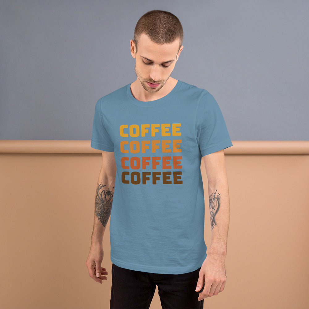 COFFEE Text Unisex t-shirt, Shirt with Word Coffee for Men and Women, Perfect Coffee Lover's Tee
