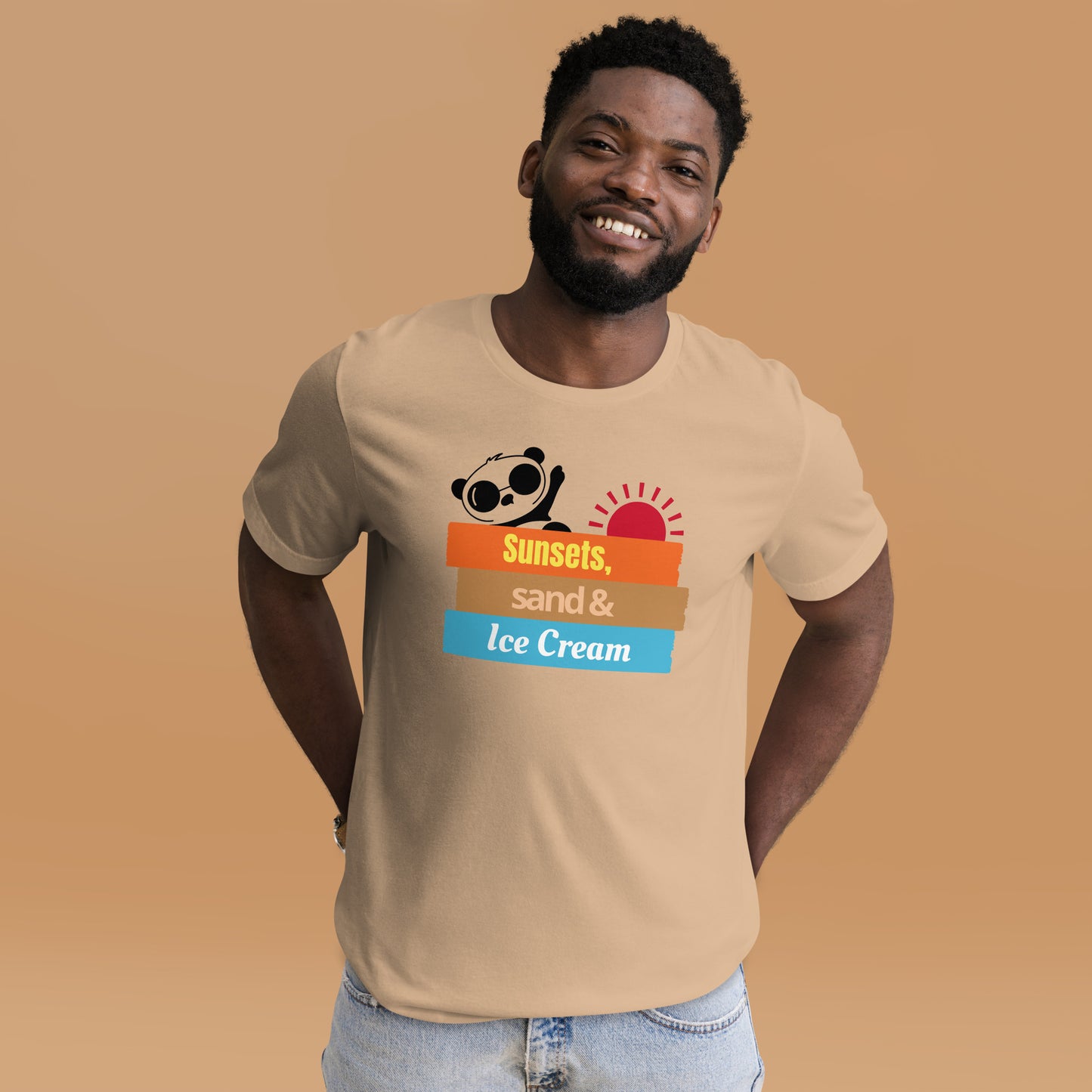 Sunset Sand and Ice Cream Unisex T-shirt | Soft Comfortable and Light Summer Shirts