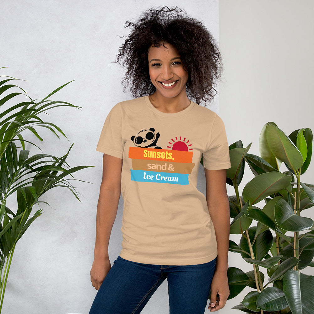 Sunset Sand and Ice Cream Unisex T-shirt | Soft Comfortable and Light Summer Shirts