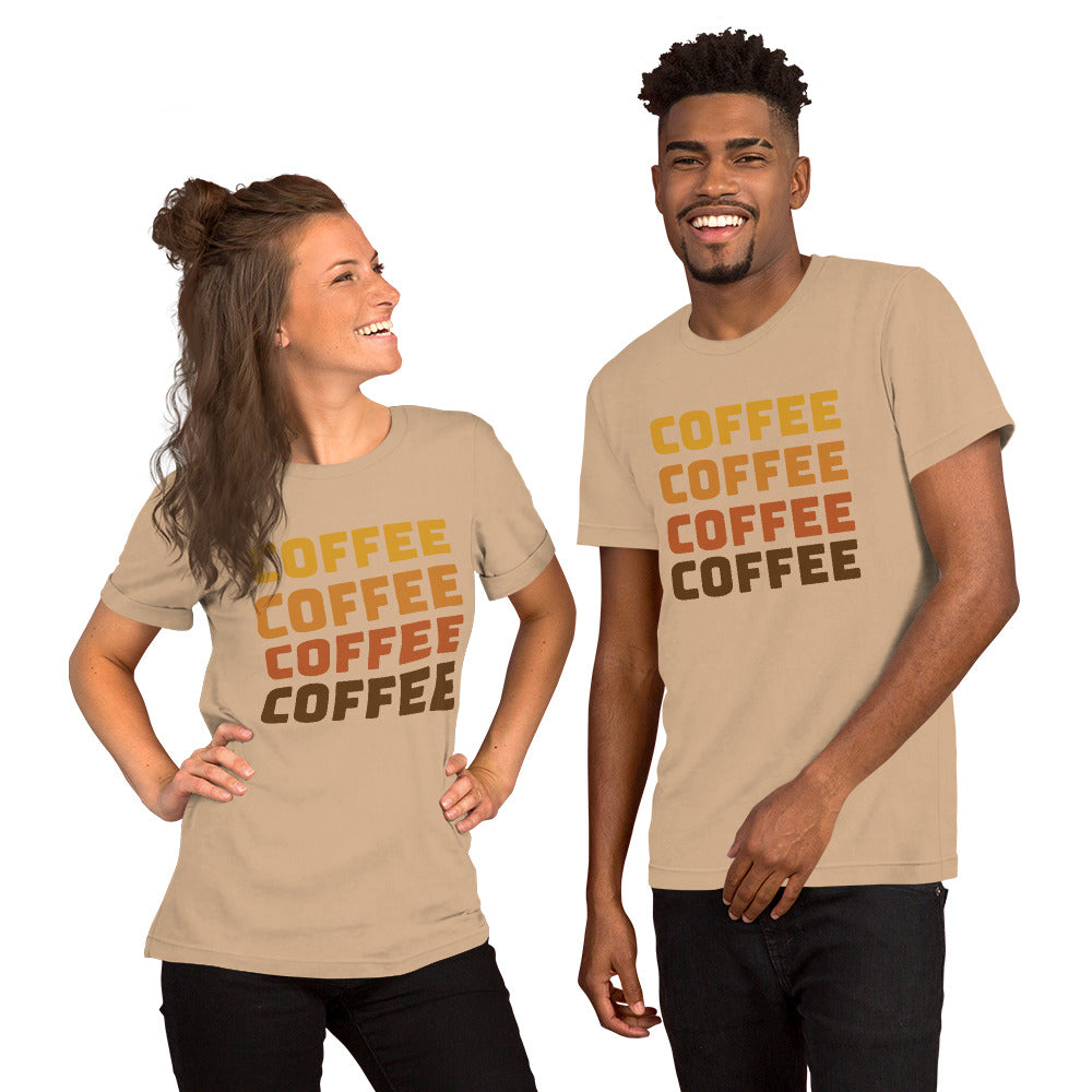 COFFEE Text Unisex t-shirt, Shirt with Word Coffee for Men and Women, Perfect Coffee Lover's Tee