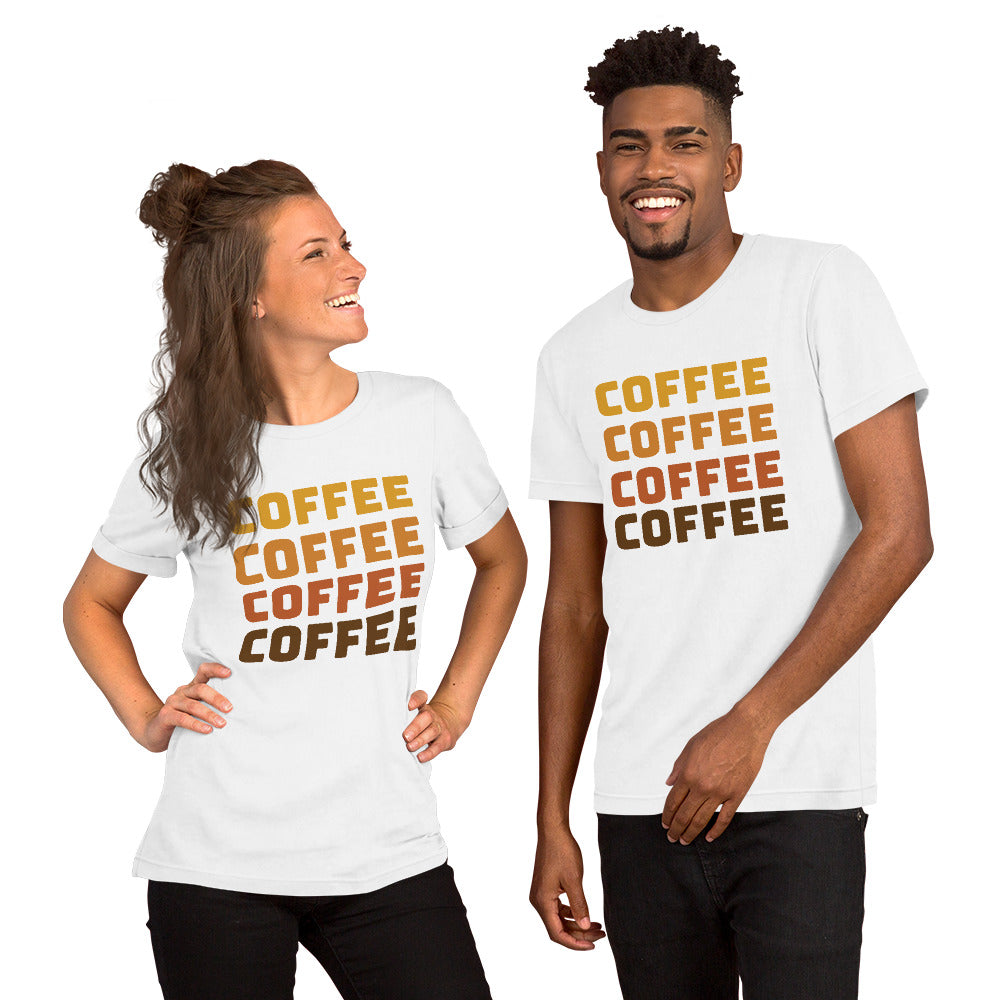 COFFEE Text Unisex t-shirt, Shirt with Word Coffee for Men and Women, Perfect Coffee Lover's Tee