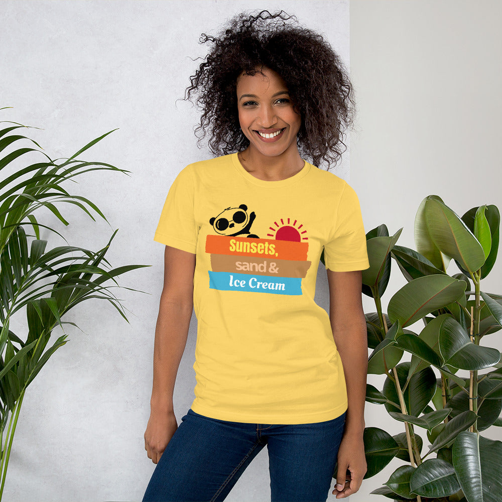 Sunset Sand and Ice Cream Unisex T-shirt | Soft Comfortable and Light Summer Shirts