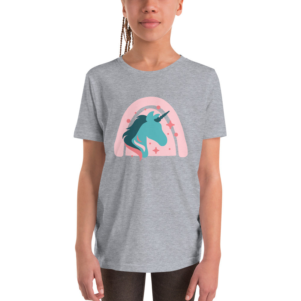Super Cute Unicorn and Rainbow Girl's Youth Short Sleeve T-Shirt, Teen Girl's Comfy Unicorn Shirt,