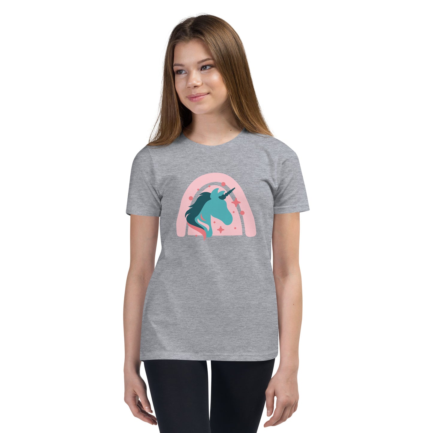 Super Cute Unicorn and Rainbow Girl's Youth Short Sleeve T-Shirt, Teen Girl's Comfy Unicorn Shirt,