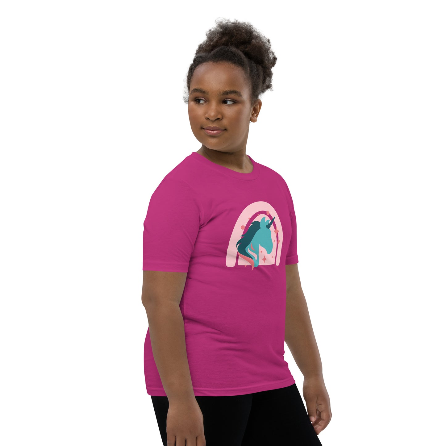 Super Cute Unicorn and Rainbow Girl's Youth Short Sleeve T-Shirt, Teen Girl's Comfy Unicorn Shirt,