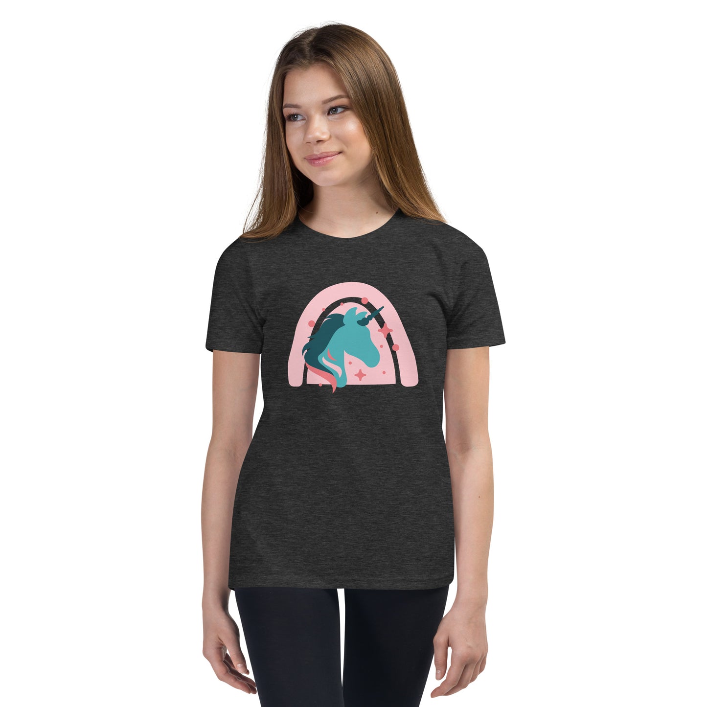 Super Cute Unicorn and Rainbow Girl's Youth Short Sleeve T-Shirt, Teen Girl's Comfy Unicorn Shirt,