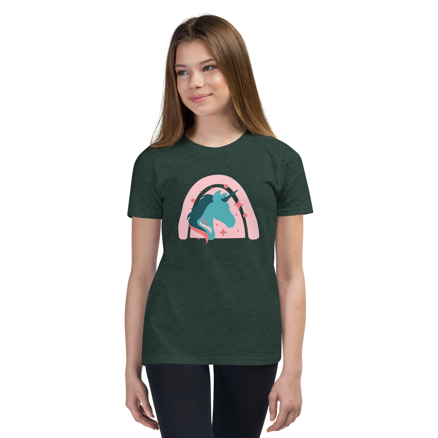 Super Cute Unicorn and Rainbow Girl's Youth Short Sleeve T-Shirt, Teen Girl's Comfy Unicorn Shirt,