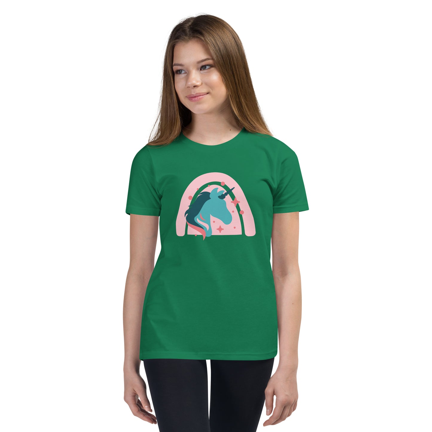 Super Cute Unicorn and Rainbow Girl's Youth Short Sleeve T-Shirt, Teen Girl's Comfy Unicorn Shirt,