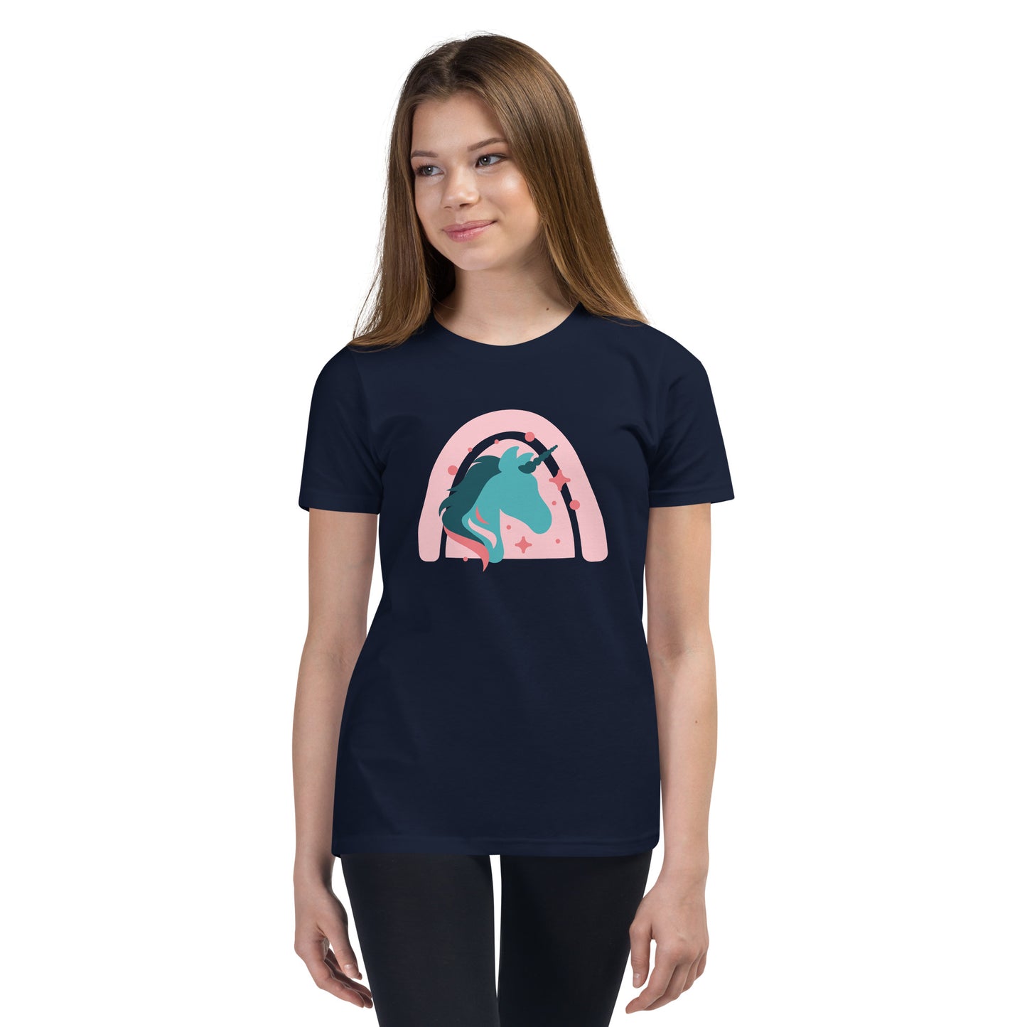 Super Cute Unicorn and Rainbow Girl's Youth Short Sleeve T-Shirt, Teen Girl's Comfy Unicorn Shirt,