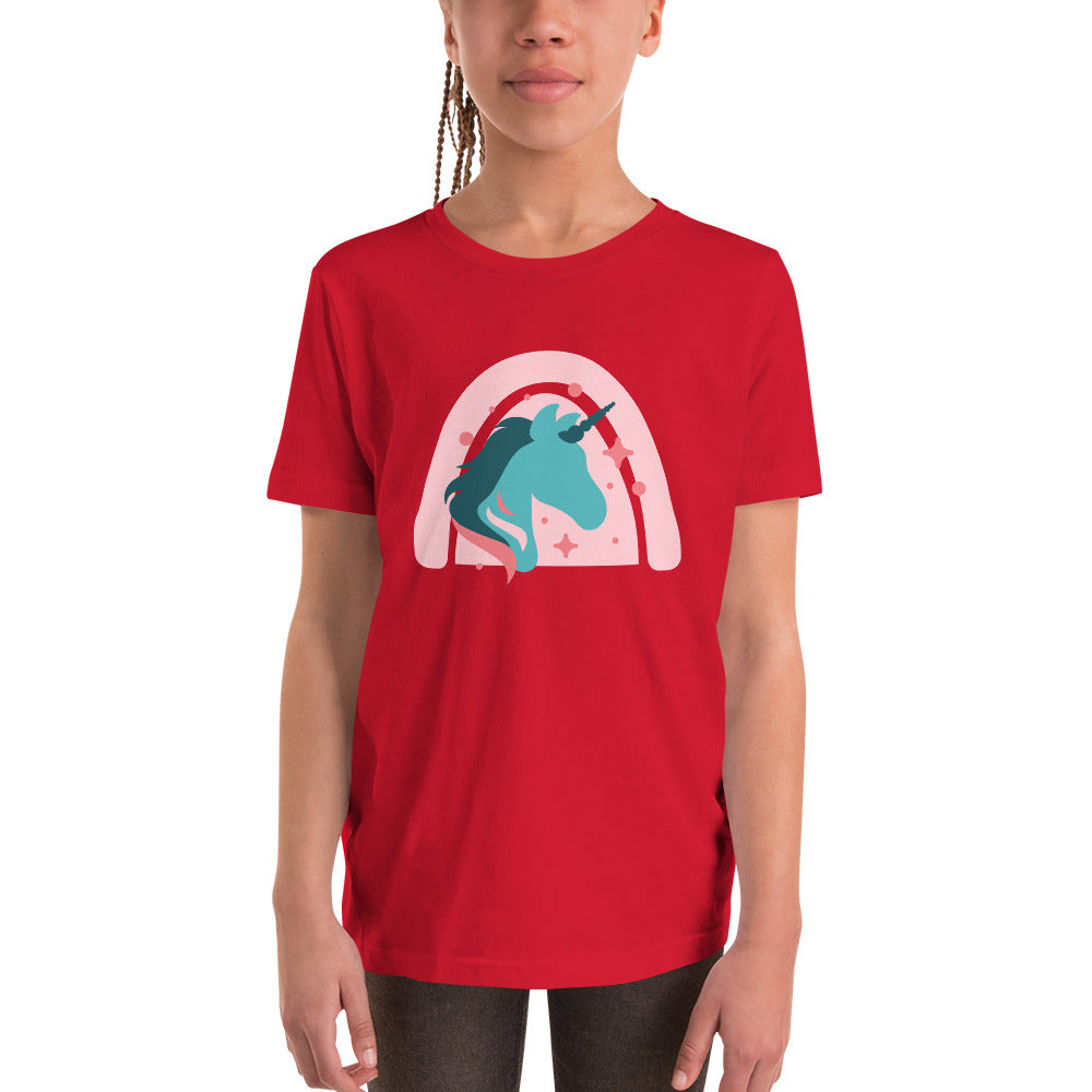 Super Cute Unicorn and Rainbow Girl's Youth Short Sleeve T-Shirt, Teen Girl's Comfy Unicorn Shirt,