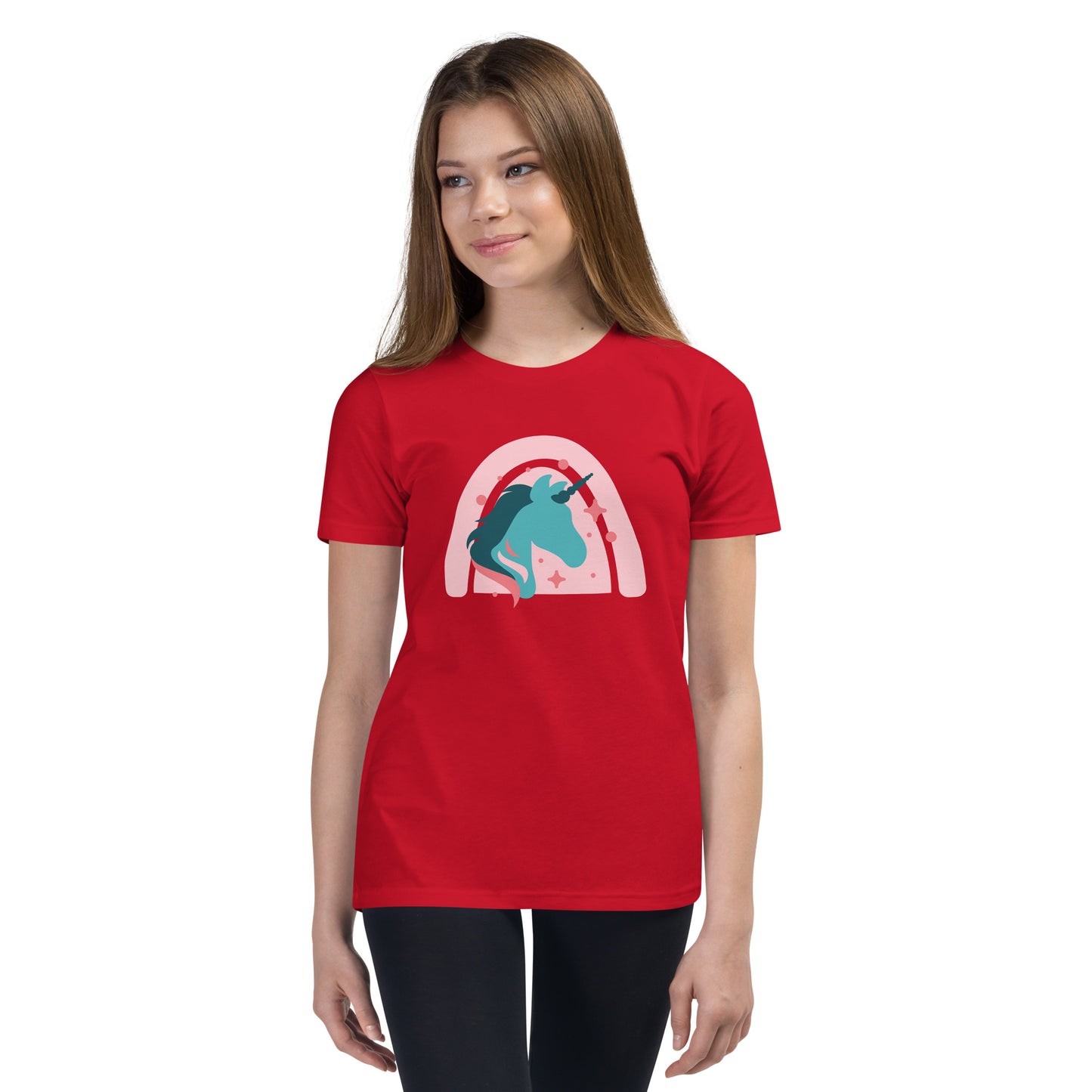 Super Cute Unicorn and Rainbow Girl's Youth Short Sleeve T-Shirt, Teen Girl's Comfy Unicorn Shirt,