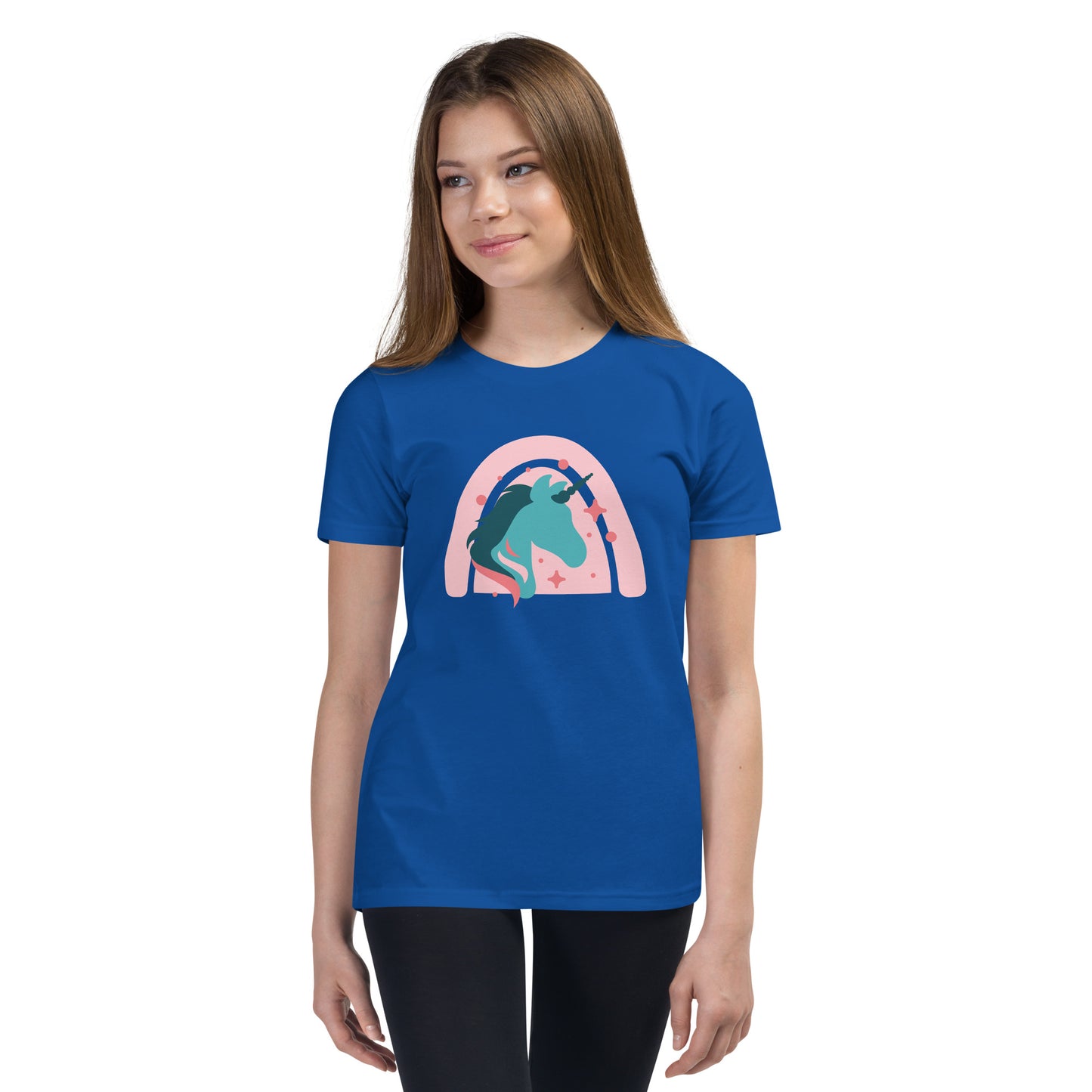Super Cute Unicorn and Rainbow Girl's Youth Short Sleeve T-Shirt, Teen Girl's Comfy Unicorn Shirt,