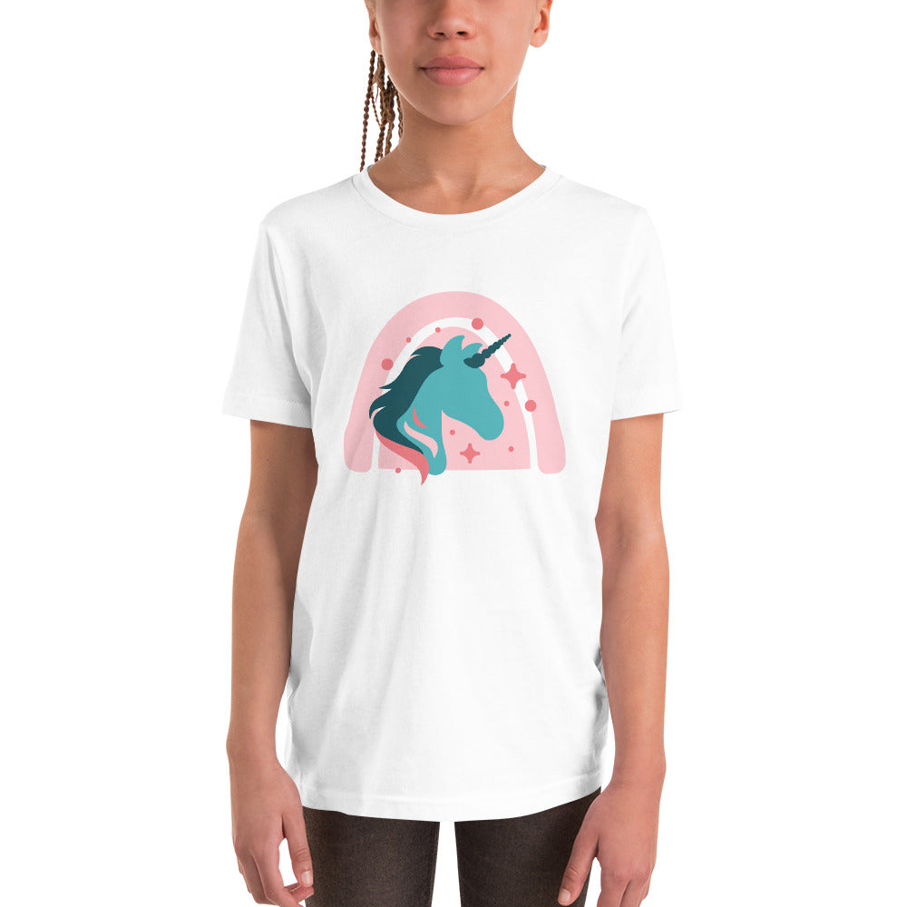 Super Cute Unicorn and Rainbow Girl's Youth Short Sleeve T-Shirt, Teen Girl's Comfy Unicorn Shirt,