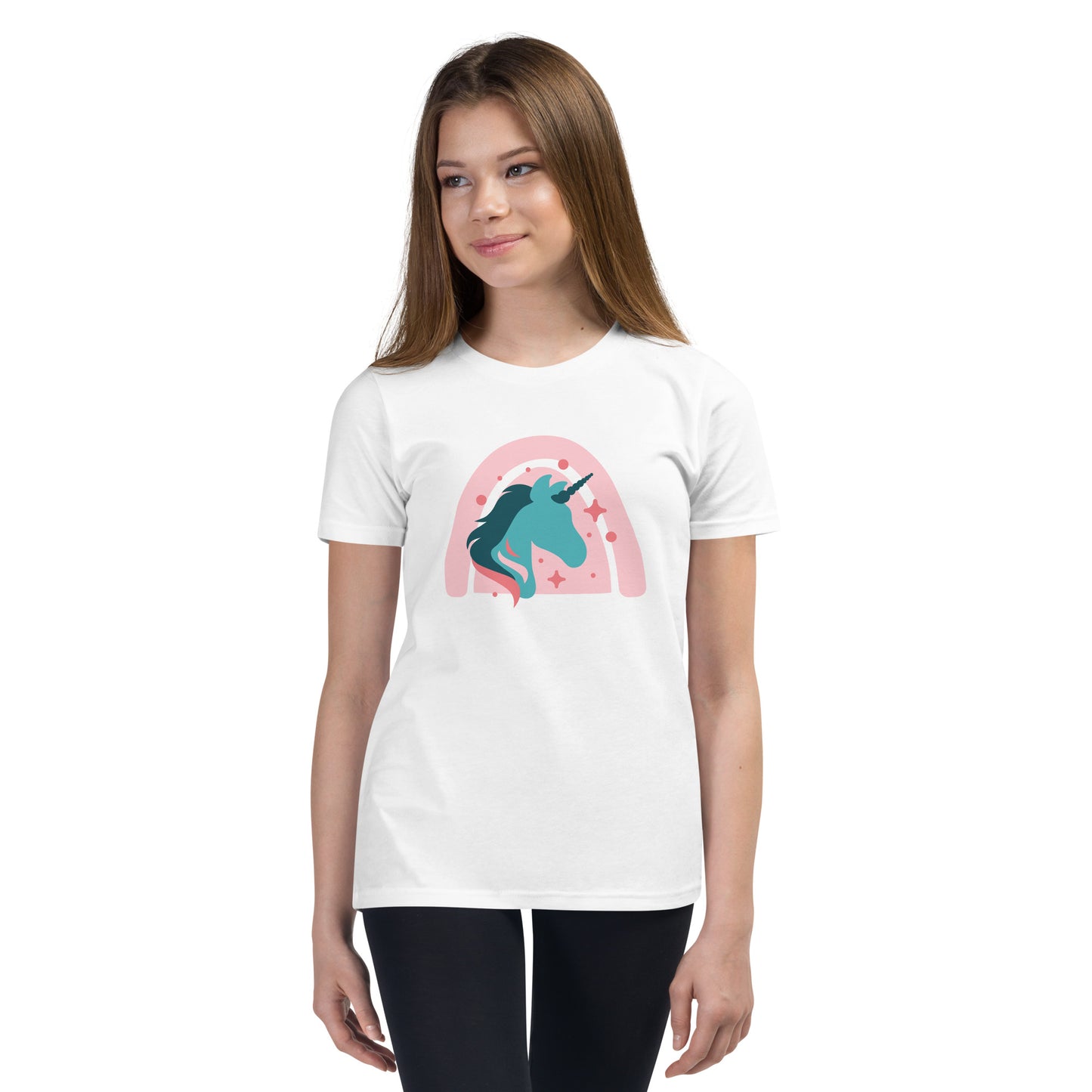 Super Cute Unicorn and Rainbow Girl's Youth Short Sleeve T-Shirt, Teen Girl's Comfy Unicorn Shirt,