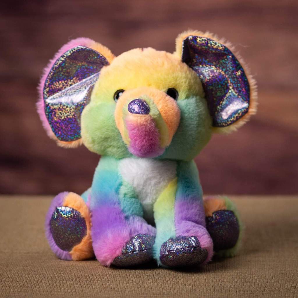 11 Inch Sherbet Ice Cream Elephant with a Sparkly Nose and Claws - Valentine Elephant Stuffed Elephant