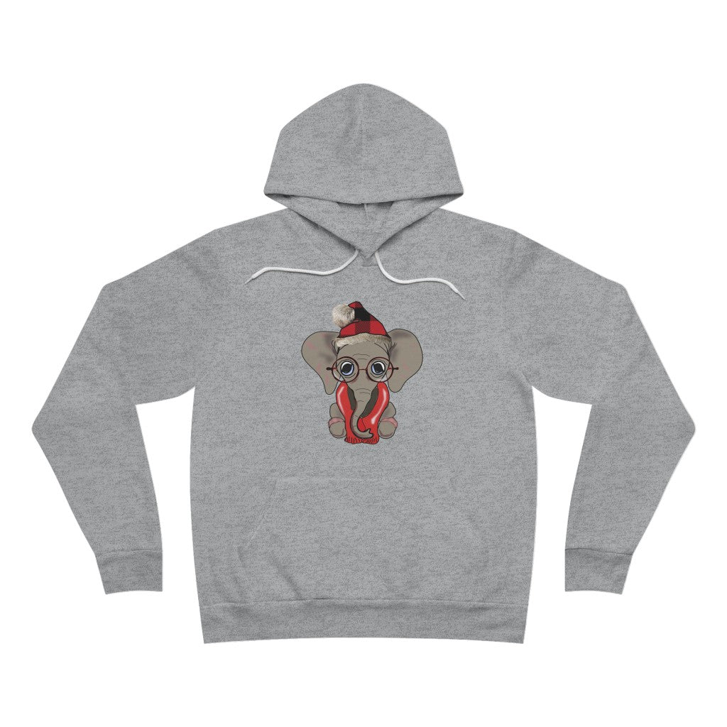 Unisex Sponge Fleece Cozy Elephant Pullover Hoodie - Women's Fleece Hoodie with Elephants, Men's Fleece Elephant Pullover, Elephant Hoodie with Cozy Elephant for Christmas