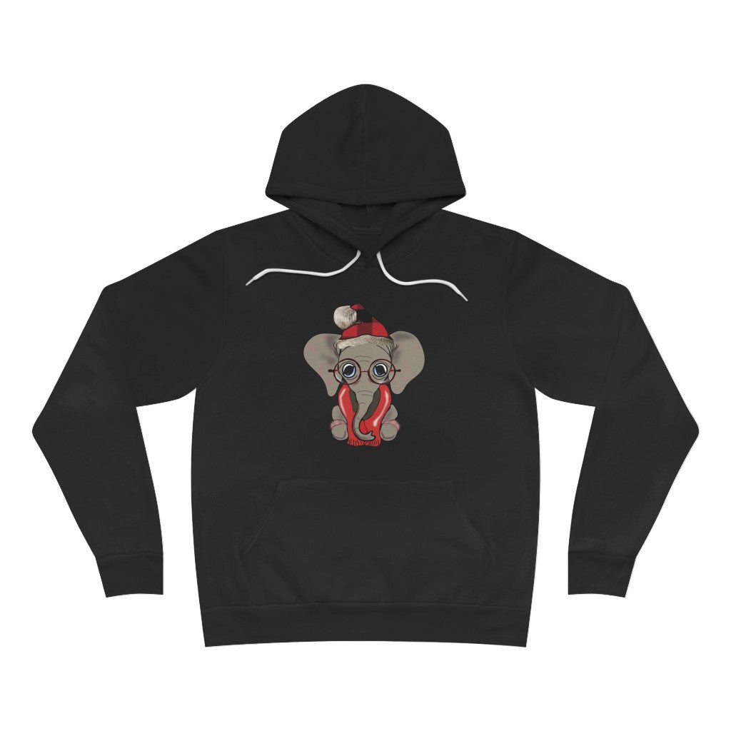 Unisex Sponge Fleece Cozy Elephant Pullover Hoodie - Women's Fleece Hoodie with Elephants, Men's Fleece Elephant Pullover, Elephant Hoodie with Cozy Elephant for Christmas