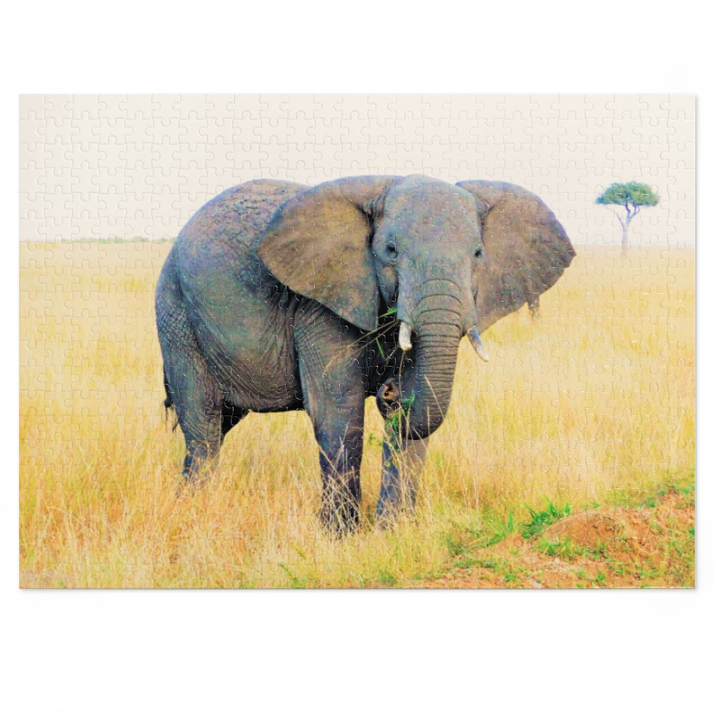Elephant Stare Puzzle with 252 Pieces or 500 Pieces | Elephant Looking at Me Puzzle | Stoic Elephant Puzzle