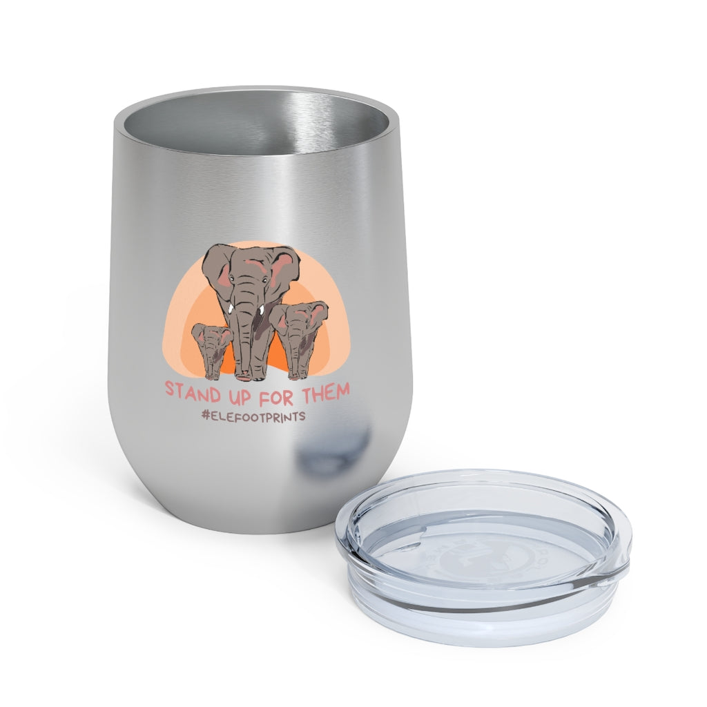 12oz Insulated Wine Tumbler with Elephants - Stand Up for Elephants