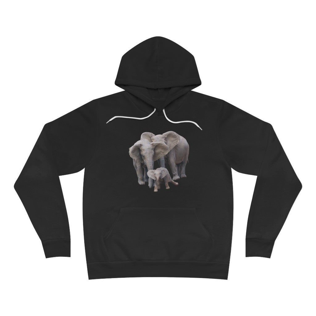 Comfortable Women's Elephant Fleece Hoodie, Men's Fleece Elephant Pullover Hoodie - Unisex Sponge Fleece Pullover Hoodie with Elephants