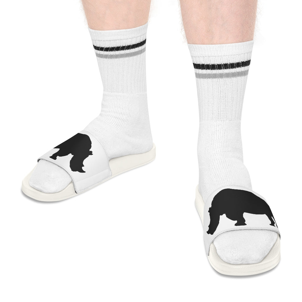 Men's Slide Sandals with Rhino Design, Rhino Sandals for Men, Men's Slippers with Removable Straps, Sandals with African Rhino, Men's Shoes