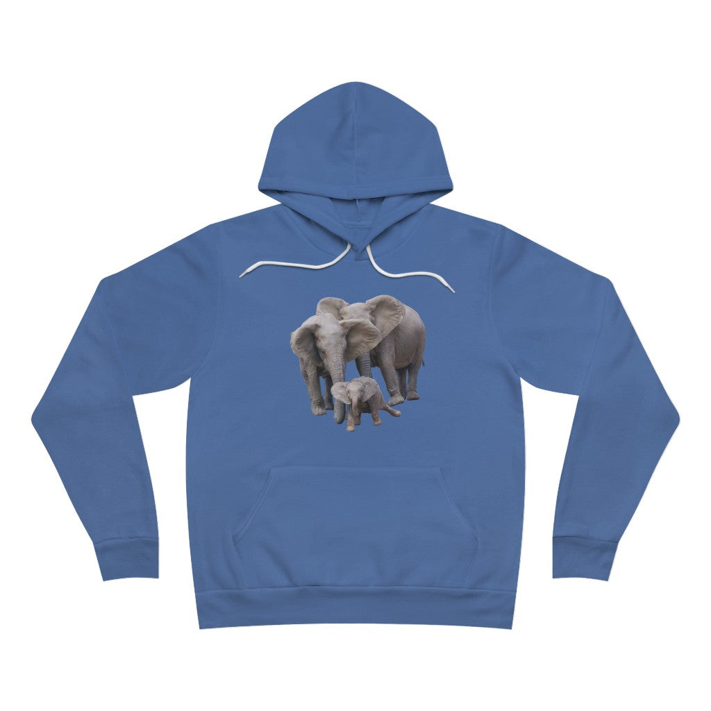Comfortable Women's Elephant Fleece Hoodie, Men's Fleece Elephant Pullover Hoodie - Unisex Sponge Fleece Pullover Hoodie with Elephants