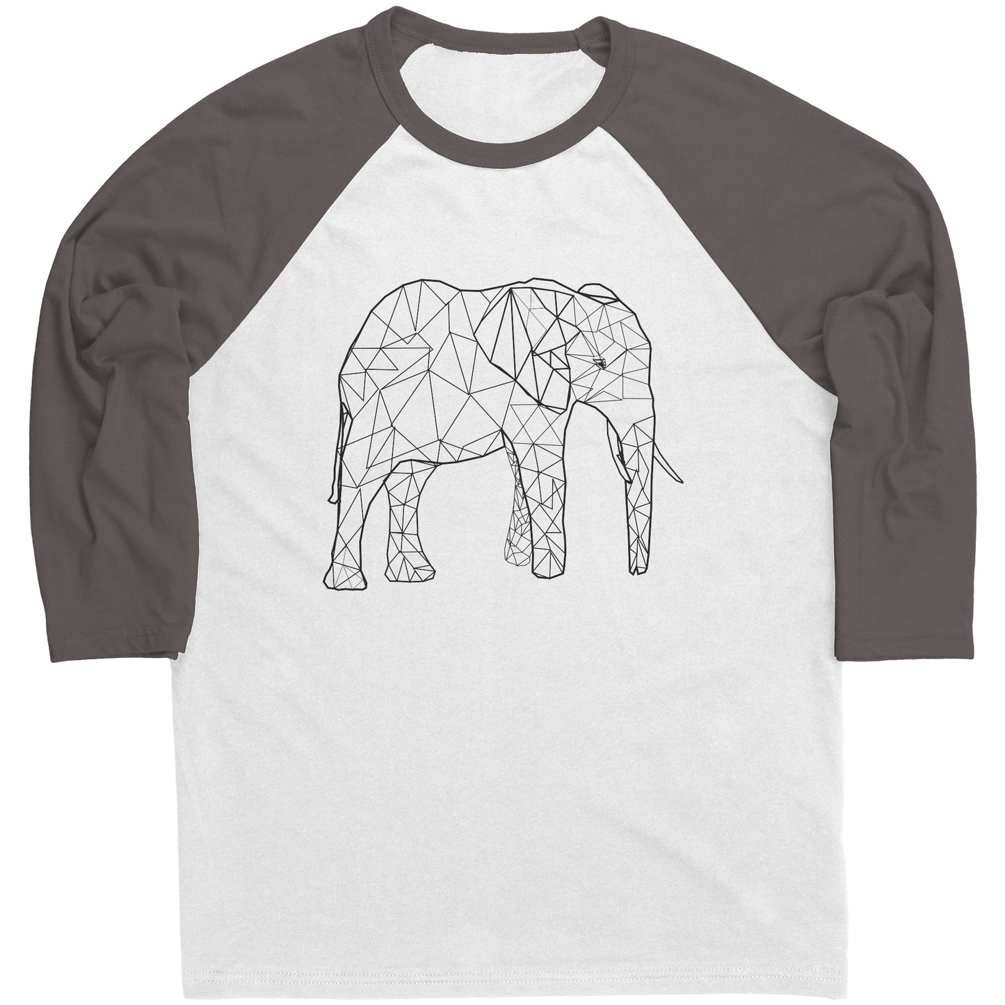 Geometric Elephant Men's 3/4 Sleeve Baseball Tee - Soft Adult Shirt