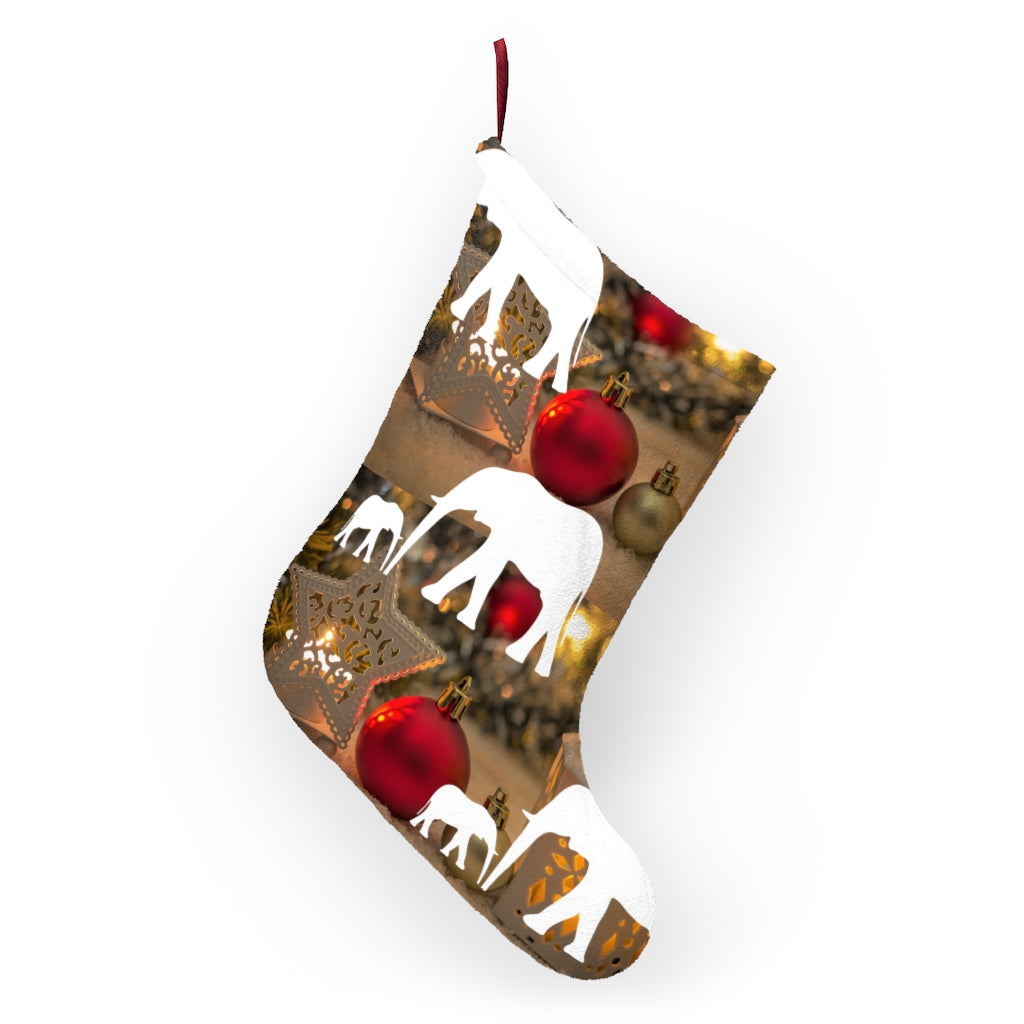 Warm and Cozy Elephant Christmas Stockings - Christmas Lights and Elephant Christmas Stocking