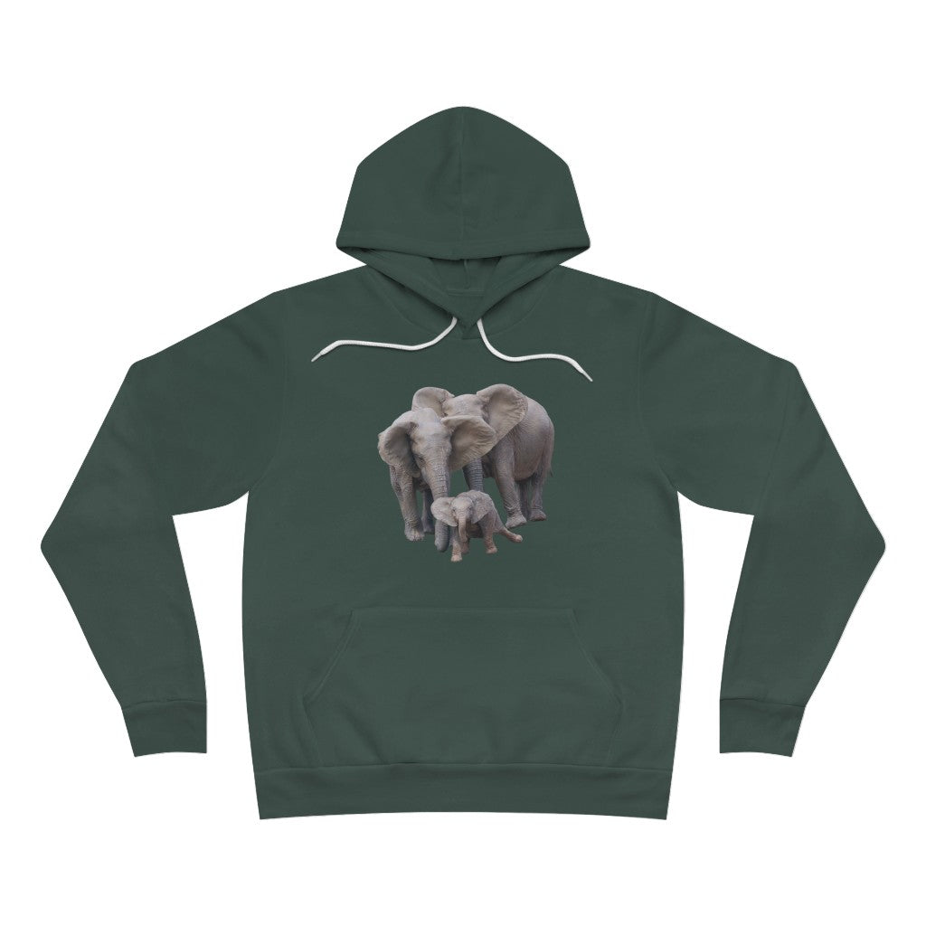 Comfortable Women's Elephant Fleece Hoodie, Men's Fleece Elephant Pullover Hoodie - Unisex Sponge Fleece Pullover Hoodie with Elephants