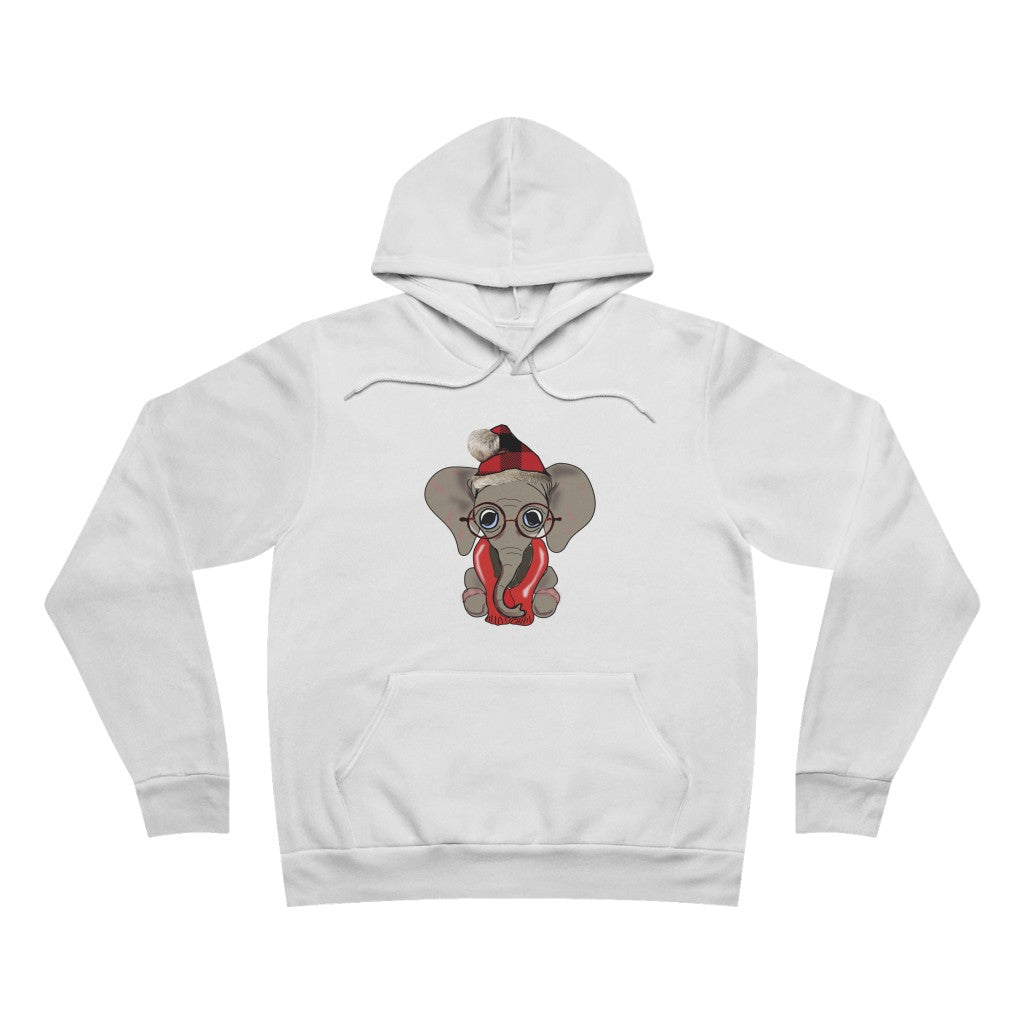 Unisex Sponge Fleece Cozy Elephant Pullover Hoodie - Women's Fleece Hoodie with Elephants, Men's Fleece Elephant Pullover, Elephant Hoodie with Cozy Elephant for Christmas