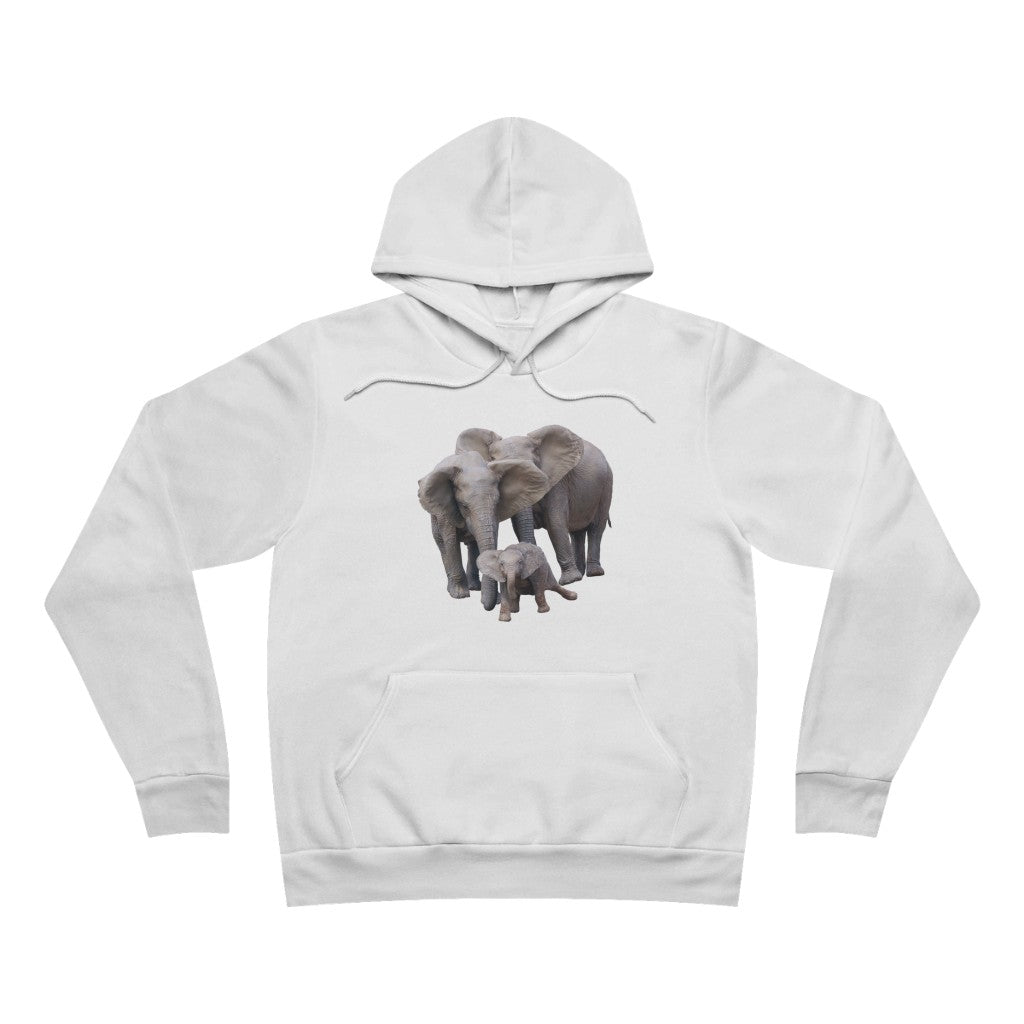 Comfortable Women's Elephant Fleece Hoodie, Men's Fleece Elephant Pullover Hoodie - Unisex Sponge Fleece Pullover Hoodie with Elephants