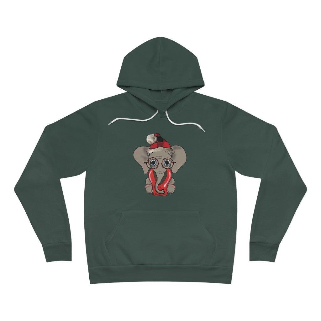 Unisex Sponge Fleece Cozy Elephant Pullover Hoodie - Women's Fleece Hoodie with Elephants, Men's Fleece Elephant Pullover, Elephant Hoodie with Cozy Elephant for Christmas